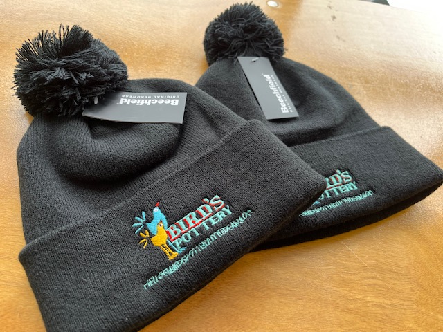 embroidered headwear bobble hats