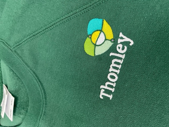 Bottle green sweatshirt embroidered with logo embroidered sweatshirt