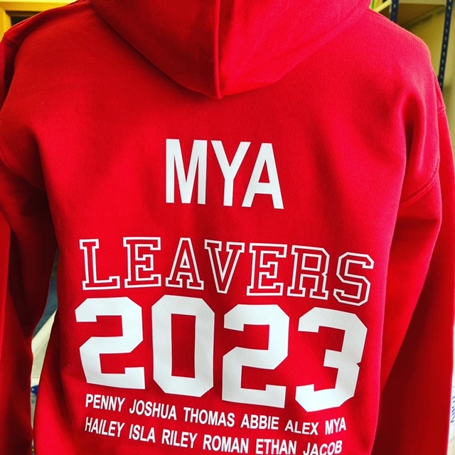 red printed hoodie